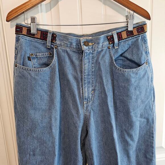 Democracy Vintage Beaded Jeans Women Size 14 Blue Y2K Cottage Boho Western Indie - Picture 3 of 13